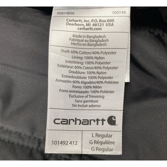 Carhartt Mens Quick Duck Jefferson Traditional Jacket Coat Navy Quilt Lined Sz L - Picture 13 of 16